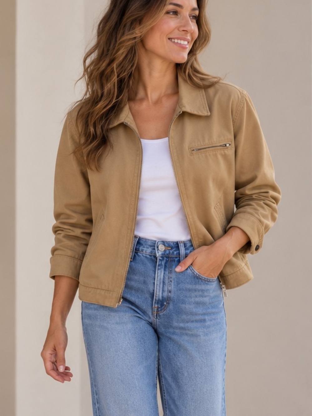 🤠MAKE OFFER🤠 Ethyl Pure Cowgirl Tan Utility Zip Jacket size Medium
